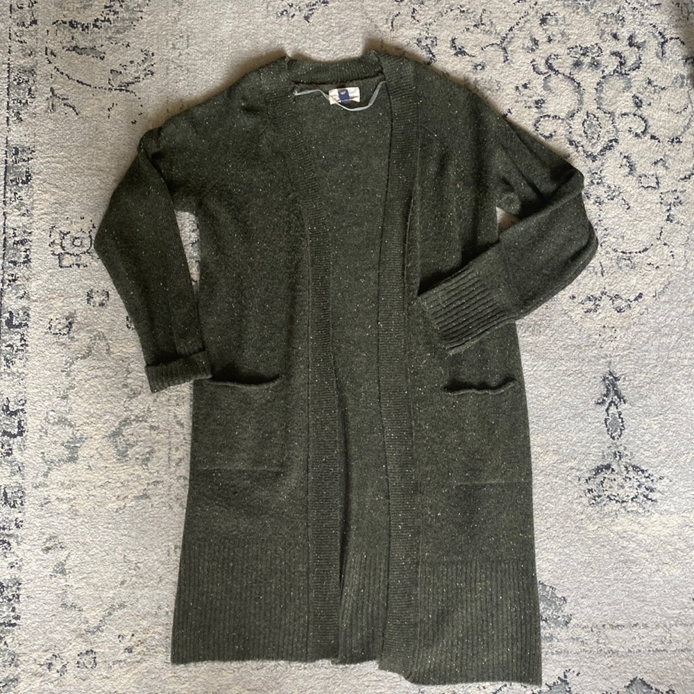 Long olive cardigan